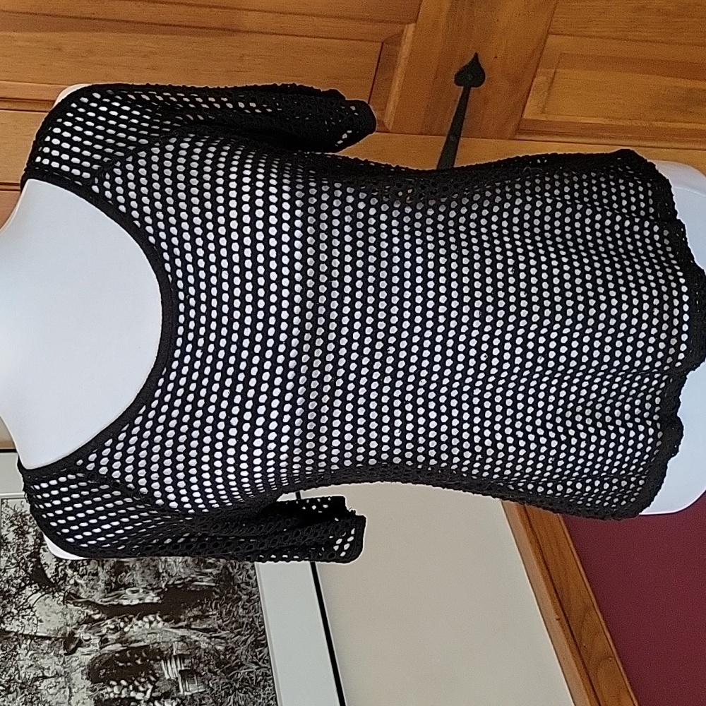 Black Mesh Cold Shoulder Beach Top